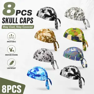 8 Pack Do Rag Skull Caps for Men,Women – Sweat Wicking & Cooling Helmet Liner, Ultra Breathable, Perfect for Motorcycle, Cycling, Running – Wear Under Helmet or Alone as Bandana