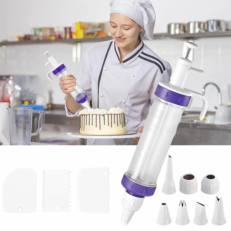 1 Set Framing Guns Cake Baking Tools Cream Framing Mouth Scraper DIY Baking Supplies Chocolate Gummy Candy Pipeline Kit Cookie Gun For Bakeries Dessert Shops Hotels Cake Baking