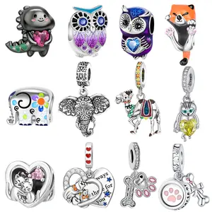 Cute Animal & Pet Enamel Charm Beads — Dinosaur/Owl/Elephant/Pet designs for animal lovers; suitable for bracelets and necklaces; a jewelry gift for women—ideal for birthdays, pet lovers, and kids.