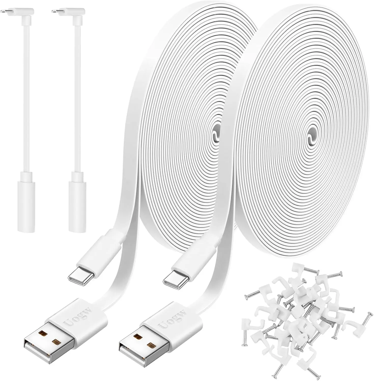 2 Pack 20FT Power Extension Cable Compatible with Wyze Cam v4/v3/OG,Wyze Cam Pan v3/v4,Blink,eufy,NestCam Indoor,Amazon Cloud Camera,USB A to USB C (White) Safety