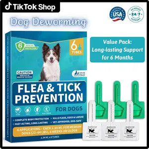 Woyamay Flea and Tick Prevention for Dogs, 6-Month Supply Dog Flea and Tick Treatment Drops, Topical Fast-Acting Dog Repellent Drop for Puppys Dogs Up to 5 to 44 lbs