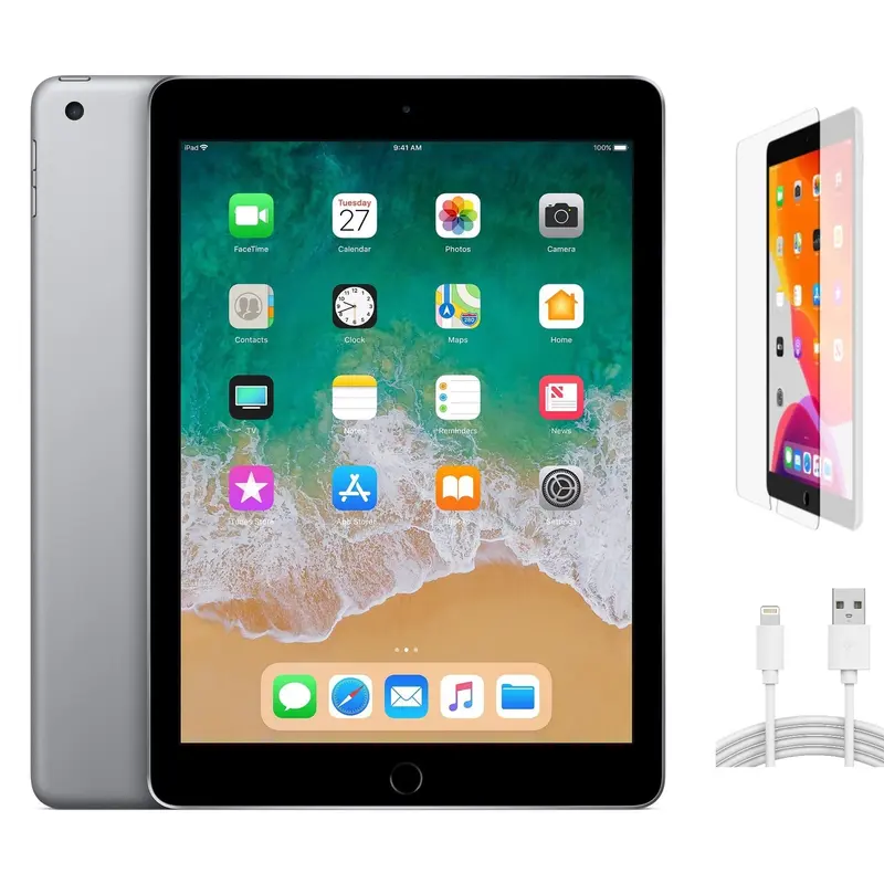 Refurbished iPad 6th Gen WiFi - Acceptable Condition with Tempered Glass Screen Protector & 1 Year Warranty