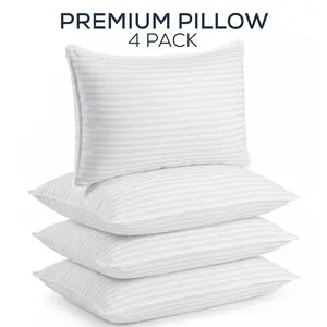 Utopia Bedding White Hotel Pillow Set of 4 -  Pillows for Side Back & Stomach Sleepers - Comfortable 9 Inch Thick Pillows for Ultimate Rest