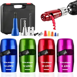 Drill-Powered Wire Stripping Tool and Twister Kit, Featuring 4 Interchangeable Heads and Accessories