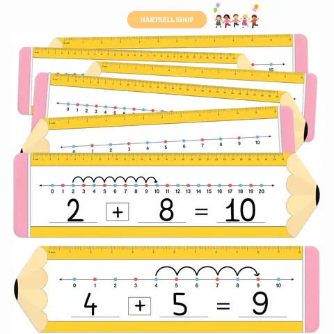 HARTSELL SHOP 26-Pack Boho Number Line Dry Erase Boards Cards 14"x4" Double-Sided 0-10 & 0-20 Math Manipulatives for Kids Students Special & 1st Grade Classroom Must Haves, Back-to-school Supplies