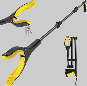 44 Inch Extra Long Grabber Reacher Tool，Foldable Trash Pick Up Stick for Seniors with Strong Grip Magnetic，360°Rotating Anti-Slip Jaw 4" Wide Claw Opening,Hand Grabber for Reaching