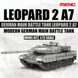 MENG 72-002 1/72 Scale German Leopard 2A7 Main Battle Tank Model Kit | Unpainted Military Assembly Model for Collectors