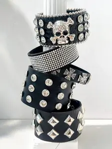 Punk Gothic Open Snap Bracelet - 1pc, Rhinestone Cross Accent, Multi-Mixed Costume Jewelry for Fashion Accessories Enthusiasts