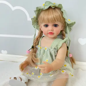 Lovely 22inch 55cm Realistic Reborn Baby Dolls Girl Real Life Full Body Vinyl Newborn Baby Dolls Real Look Baby Girl Doll Toy Gift for Ages 3+