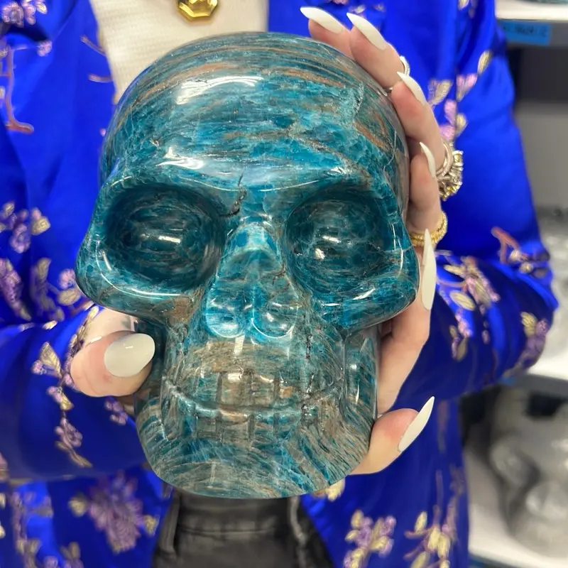Apatite Skull Gem - Blue Color, Transparent Skull, Natural Mineral, Unique Design