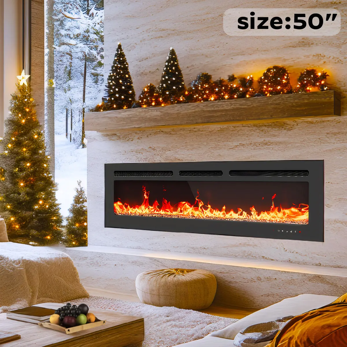 Silonn Electric Fireplace Heater with App & Remote Control, 5300 BTU heat output, Ultra-Slim Wall-Mounted, 20 Flame Colors, Adjustable Brightness, Heat Mode for Living Room remote control heat mode#TikTokShopBlackFriday