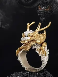 Men's Dragon Mouth Ring, Vintage Style Fashion Jewelry, Trendy Party Accessory, Bold and Stylish Design