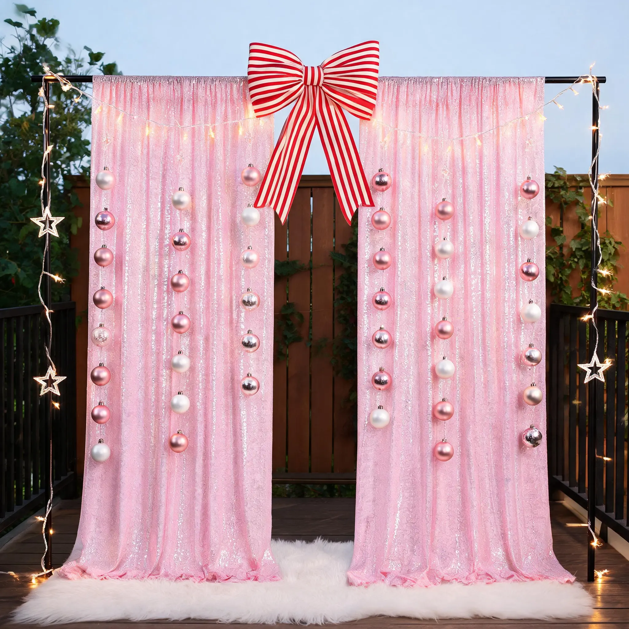 Luxury Pink Sequin Backdrop Curtain 2 Pack 2ft x 8ft for Photography Studio Party Wedding Birthday Christmas Halloween Thanksgiving Glitter Drapes