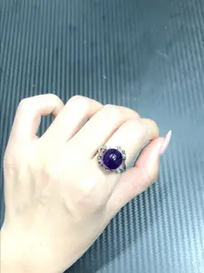 Candice(7962)gc."Look at this ring! It's like a giant, fancy grape got stuck on my finger, but I'm definitely not complaining. It's an amethyst, not a snack, but it's giving me serious fruit salad vibes in the best way possible!"