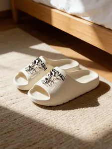 Vintage Cool Cupid Print Fashion Slippers, American Street Style, Thick Sole Soft Bottom, Couples Home Outdoor Use, Wide Fit