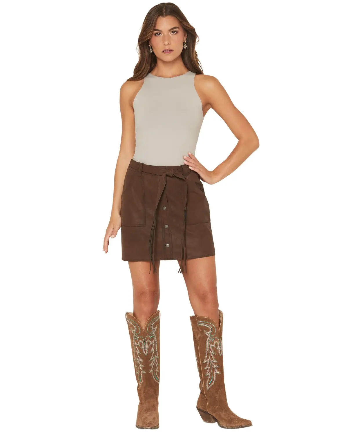 Shyanne Women's Women'S Taylor Distressed Faux Leather Belted Mini Skirt - Swho25s5-Bn