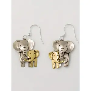 Vintage Copper Handmade Dual Color Elephant Earrings, Animal Ear Jewelry for Elephants Lovers, Perfect Gift for Her All Seasons Wear(Sheet)