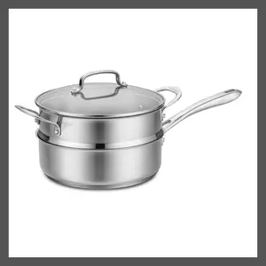 Cuisinart 3PC Stainless Steel Steamer Set 500F 3.5QT Saute Helper Pot Glass Cuisinart 3PC Stainless Steel Steamer Set 500F 3.5QT Saute Helper Pot Glass