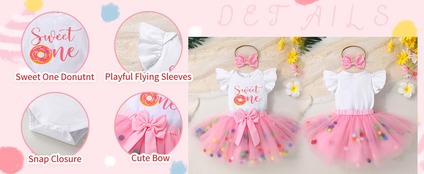 Baby Girl 1st Birthday Outfits One Year Old Clothes Romper Tutu Cake Smash Skirt with Headband Baby Girl Gifts