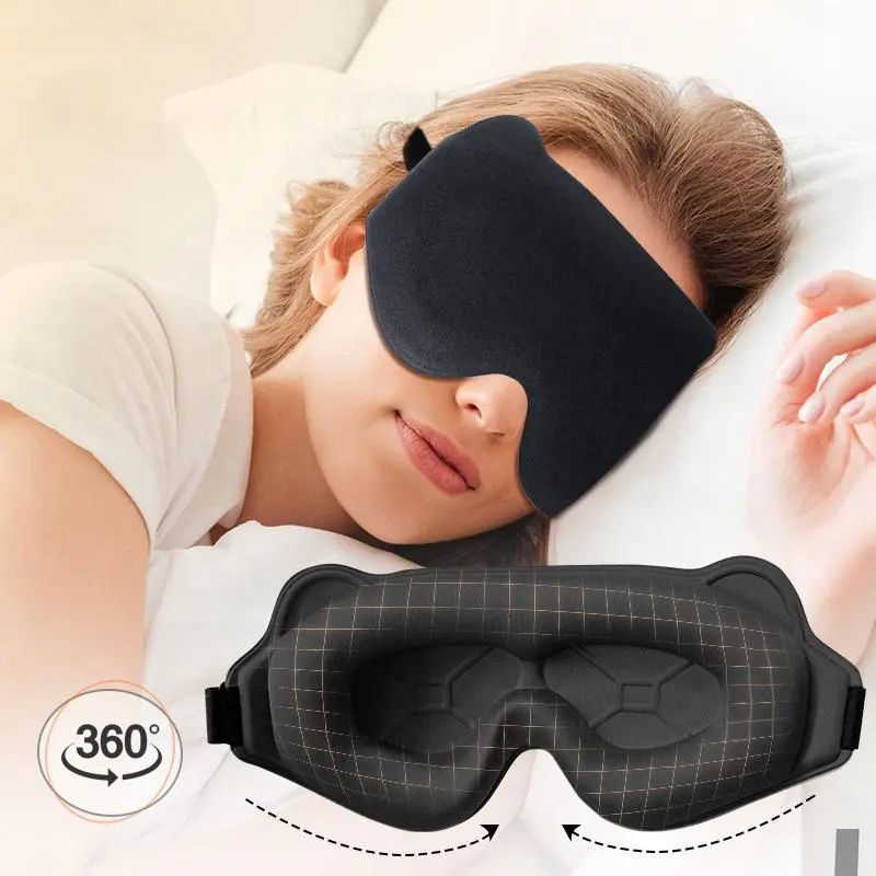 3D Sleep Mask for Side Sleeper, Light Blocking Sleeping Eye Mask for Women Men, Contoured Cup Night Blindfold, Luxury Eye Cover Eye Shade with Adjustable Strap for Travel, Nap, Stretchable Eye Mask, Blackout Sleep Mask, Eye Covers for Sleeping