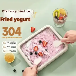 Home ice cream machine frozen yogurt maker, 304 stainless steel fast cooling, manual scraper easy to operate, make cream sorbet for company outdoor afternoon tea team building, enhance team interaction