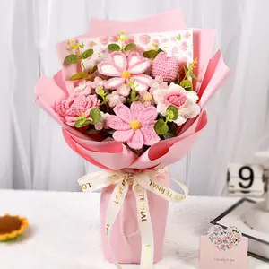 Handmade Crochet Knitted Flower Bouquet, Artificial Rose Bouquet, Perfect Gift for Wife, Lover, Best Friend, Mother's Day, Valentine's Day, Thanksgiving, Birthday