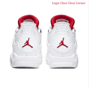 White & Red Leather + Mesh High-Top Retro Basketball Sneakers | Streetwear Cushioned Sports Shoes
