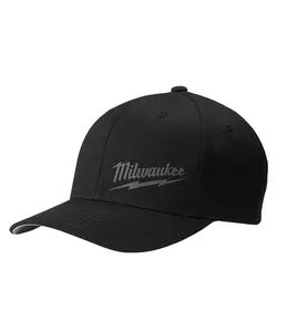 Milwaukee Fitted Hat, Black, Small-Medium Size, Fashion Clothes Accessory