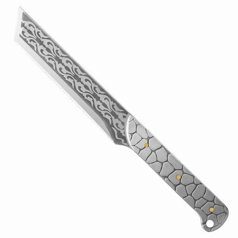 Durable Thick Multi-Use Stainless Steel Ice Knife - Kitchen Meatknife for Household Use, Cutting Vegetables, Chopping Bones, with Leather Storage Bag