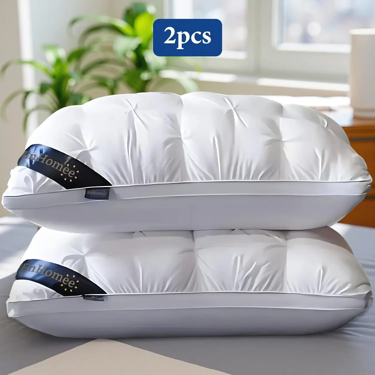 Hotel Three-Dimensional Twisted Flower Pillow, 900g, 2-Pack, White