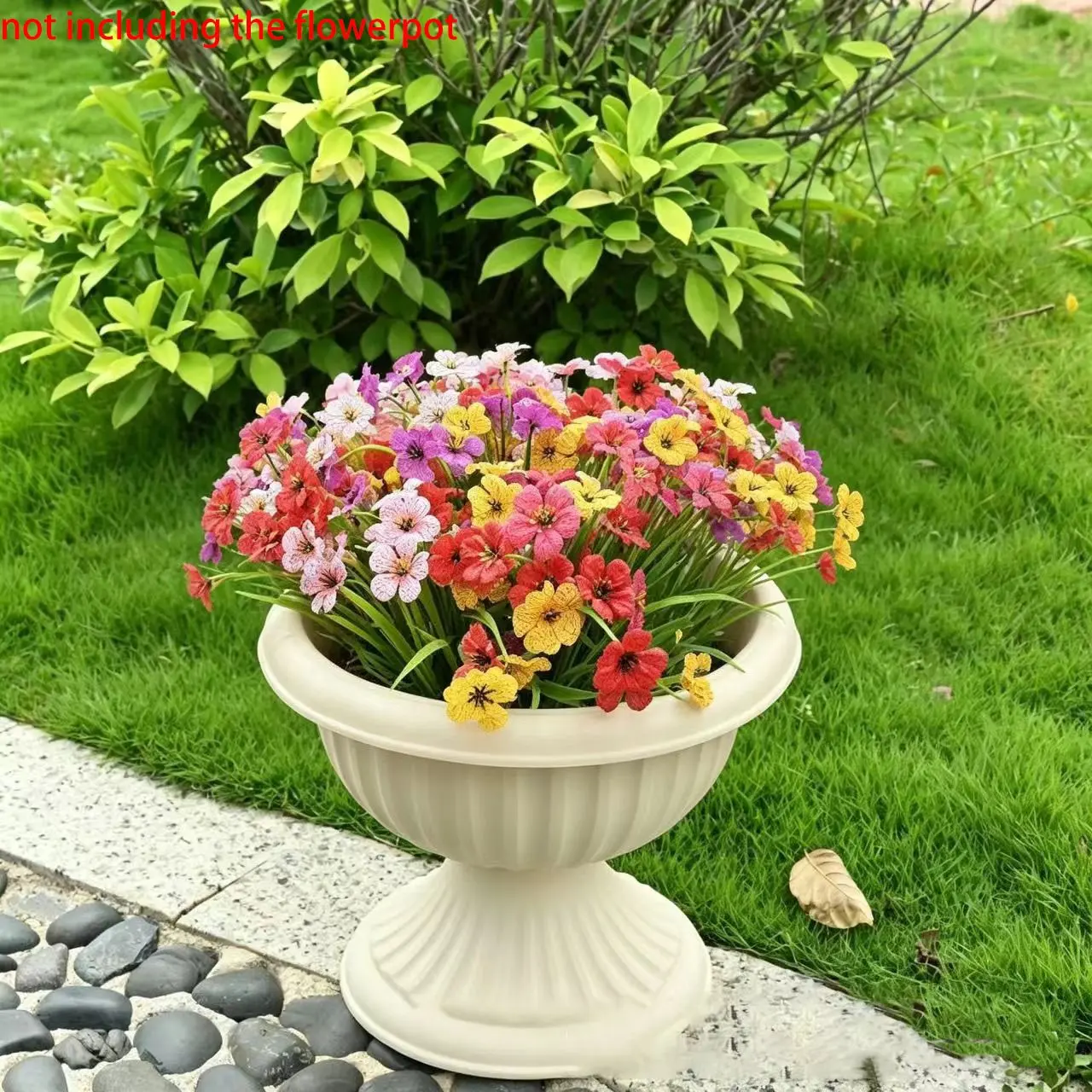 24pcs artificial flowers for outdoor decoration, Lifelike Artificial Flower, artificial plants, faux fake silk, colored violets, UV resistant for outdoor porch, courtyard, indoor spring decoration, mixed with 6 colors, Artificial Flower Arrangements