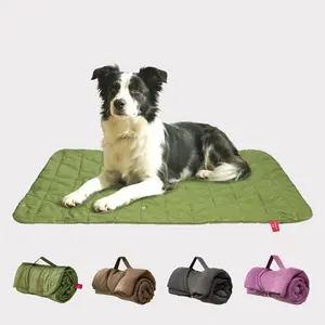 3-in-1 Foldable Pet Bed Mat with Snap Closure Removable Washable Soft Indoor Outdoor Flooring for Dogs Cats Travel Camping Car Seat Home Easy Clean Lightweight Mat in Purple Gray Brown Black