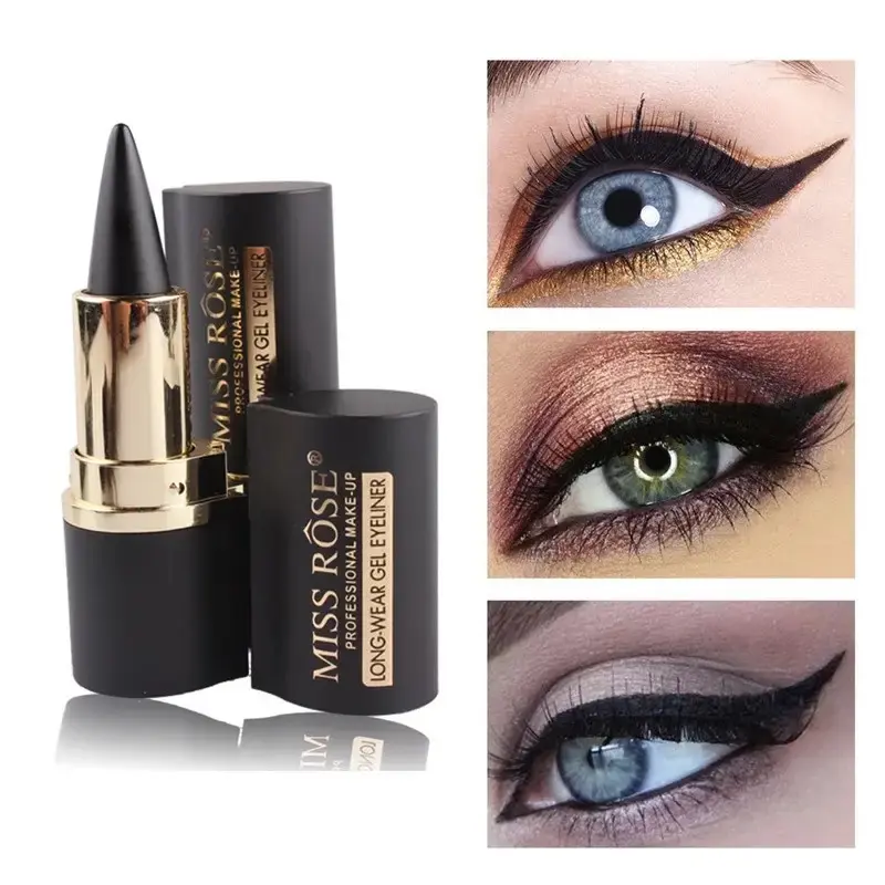 Black Eyeliner Pencil Waterproof Eye Enhancing Stick Solid Thick Gel Smooth 24 Hours Long Lasting Smoky Eye Liner Cosmetic Beaut Long-lasting Lipliner Makeup