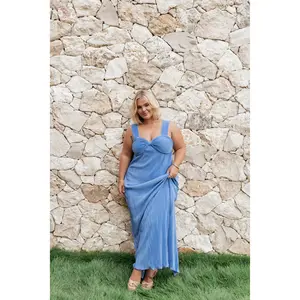 Dolores Pleated Maxi Dress - Cornflower Blue