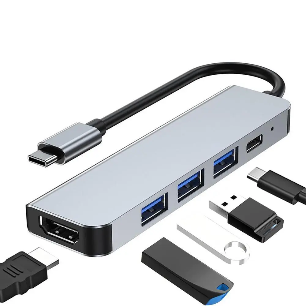 5 in 1/6 in 1 USB HUB, Multifunctional Type C HUB, USB C HUB, Multiport Adapter, Portable HUB Adapter, USB Port Adapters for Phone, Computer, Game Console, USB Extension, Multiple USB Port