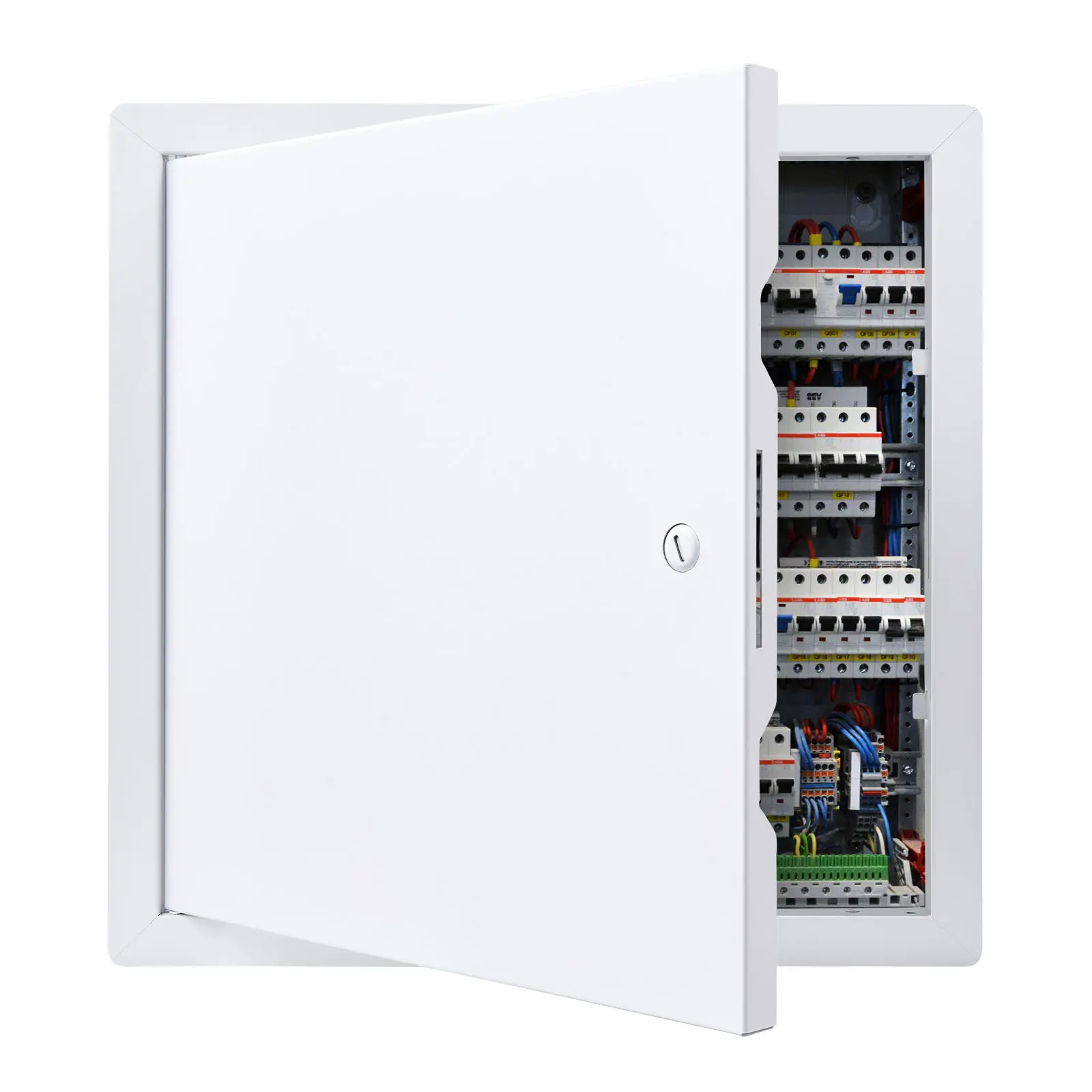 【SummerFinds】VEVOR Square Drywall Wall Access Panel, 13.3x13.3 in Galvanized Steel Service Entry Door, Easy-Install Hinged Panel with Screwdriver Latch, User-Friendly Design, 12.4x12.4 in Cutout Size White, for Ceiling Plumbing, Fathers Day, 1:1 Paper Ins