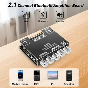 ZK-MT21 2.1 Channel Digital Amplifier Module Bluetooth Audio Power Amplifier Board 50W×2+100W with Treble and Bass Control for DIY Bluetooth Speaker Home Theater Audio Conversion Tool stereo