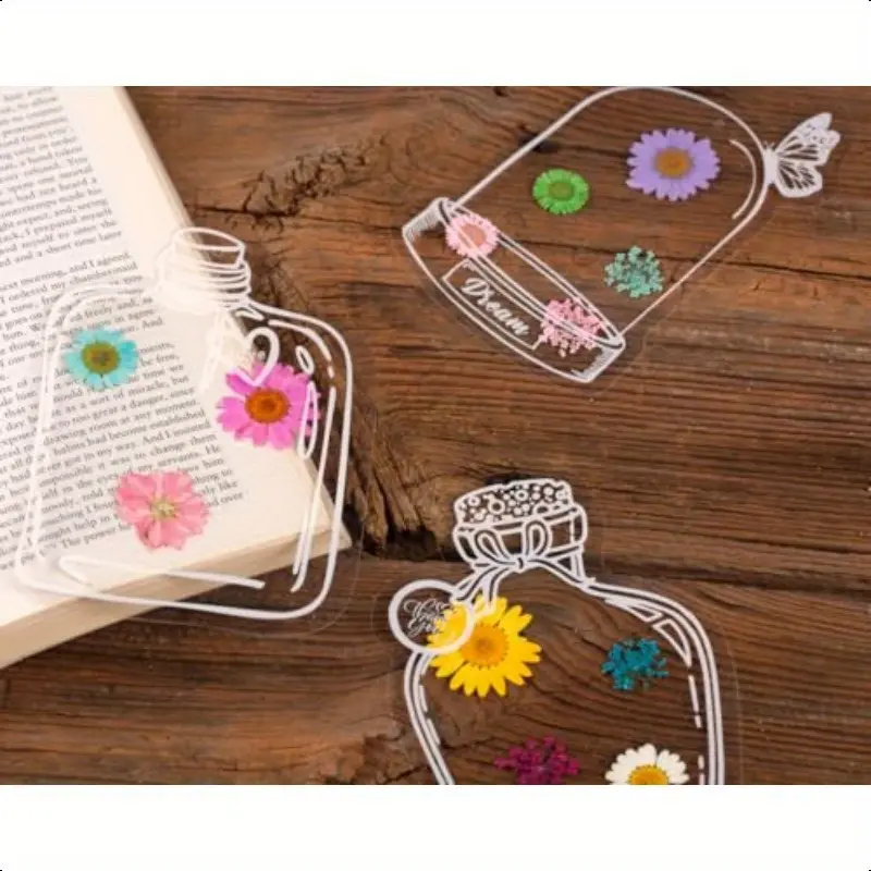 40-Piece DIY Dried Flower Bookmark Set, Includes Embossed Transparent Bottles, Jars, Paper Sheets, Tweezers, Stickers, Complete Art Craft Tools scrapbooking  kit kandi  charm craft activity