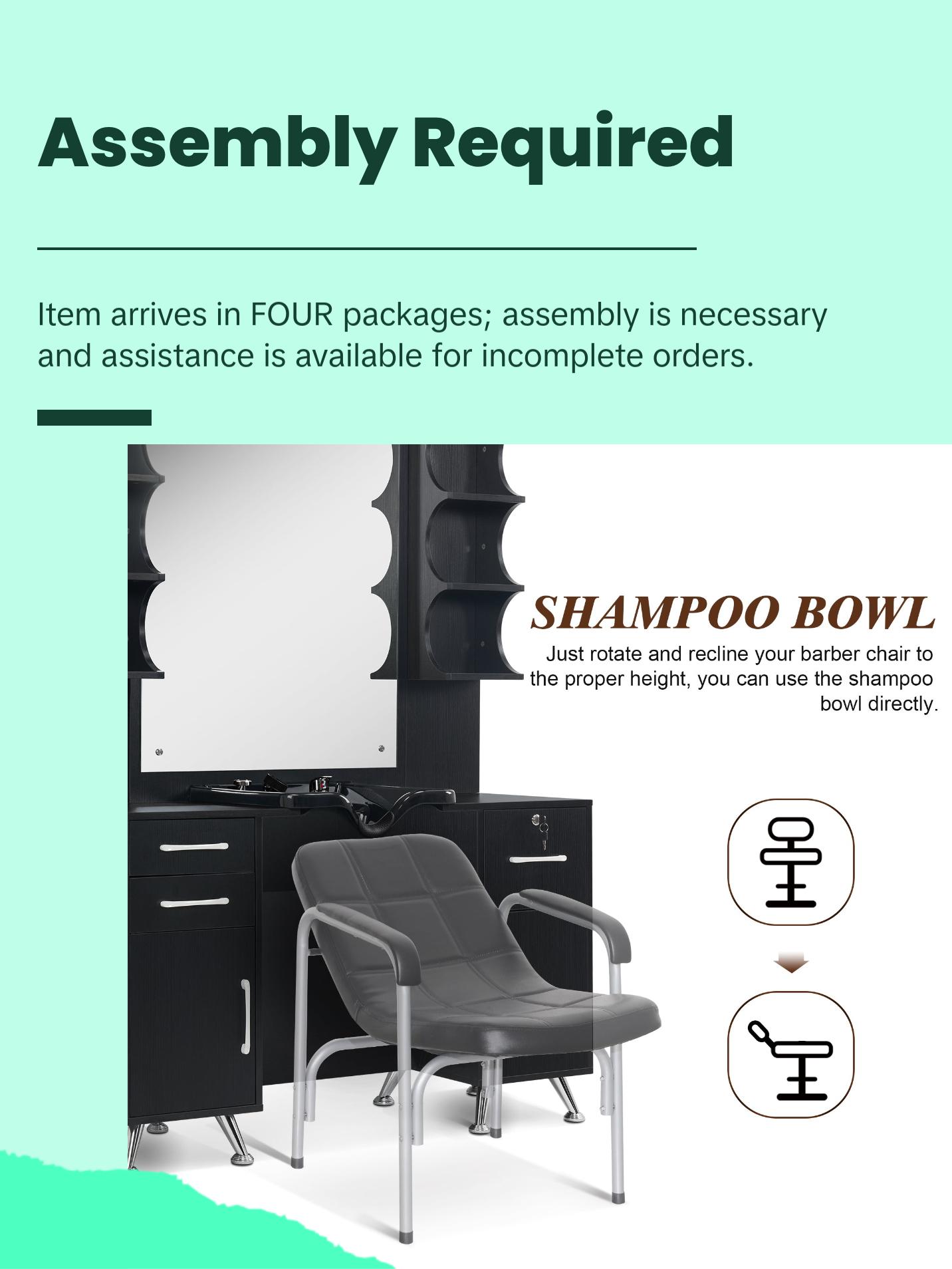 BarberPub Backwash Shampoo Bowl Cabinet, Barber Wall Mount Station with Mirror 3141 BarberPub Backwash Shampoo Bowl Cabinet, Barber Wall Mount Station with Mirror 3141