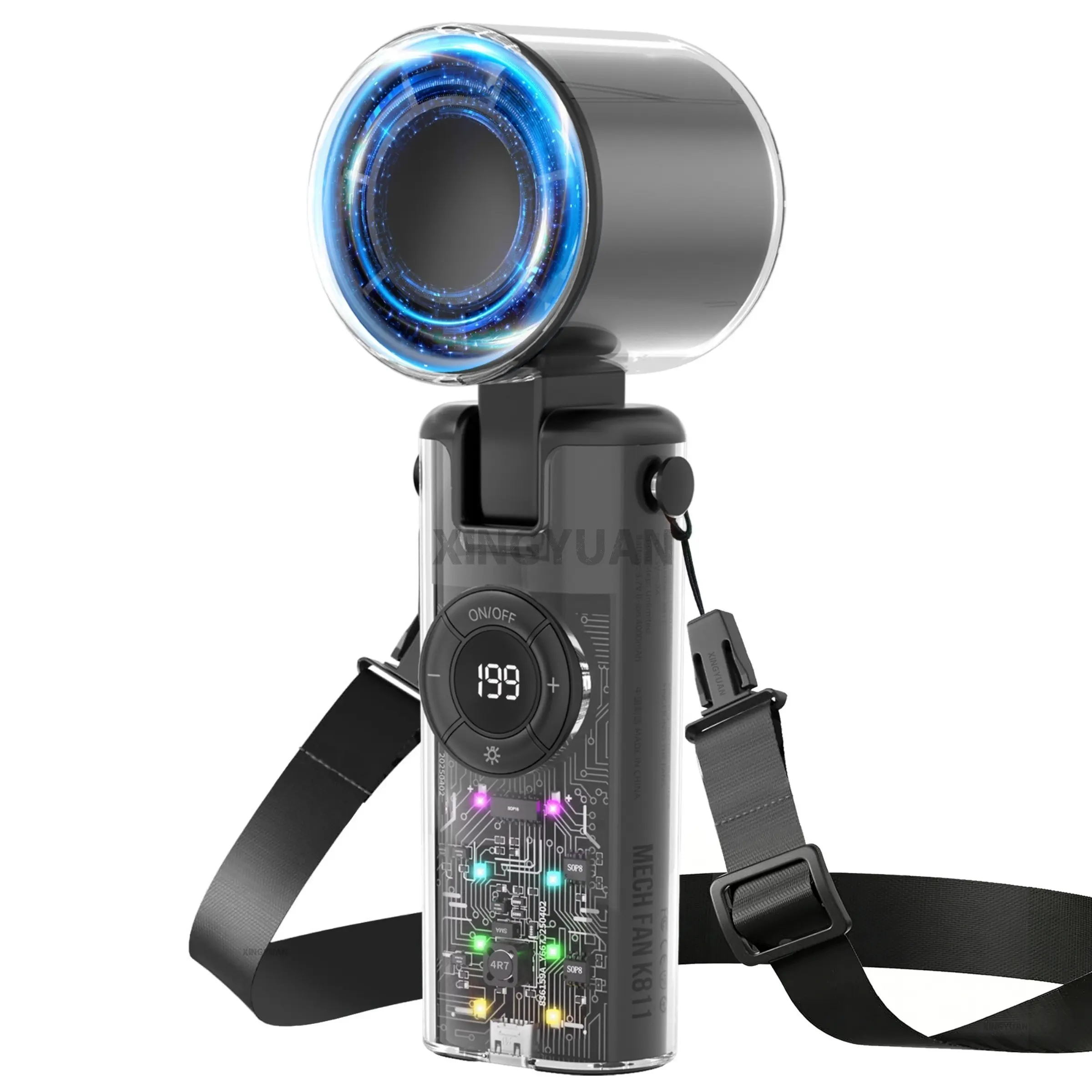 Portable Handheld Fan, Mini Personal Cooling Fan, Hands-Free Wearable Neck Fan with Lanyard, Desk Fan, Stepless Speed Control, LED Flashlight & RGB Colorful Light, USB-C Rechargeable, Wearable Cooling Fans #GLOBAL PICKS