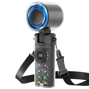 Portable Handheld Fan, Mini Personal Cooling Fan, Hands-Free Wearable Neck Fan with Lanyard, Desk Fan, Stepless Speed Control, LED Flashlight & RGB Colorful Light, USB-C Rechargeable, Wearable Cooling Fans #GLOBAL PICKS