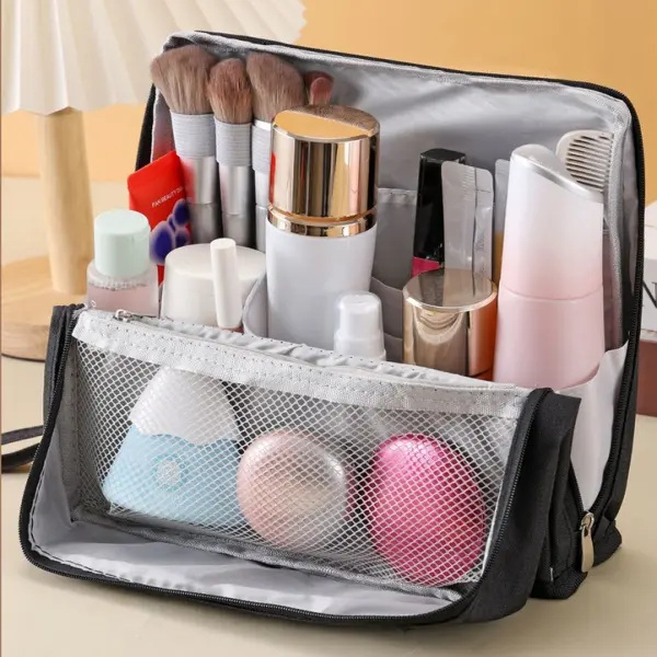 Large Capacity Magnetic Cosmetic Bag, Wide Open Standing Makeup Organizer Pouch with Magnetic Closure, Multi-Function Desktop Storage Bag for Cosmetics, Brushes, Pens, and Office Supplies