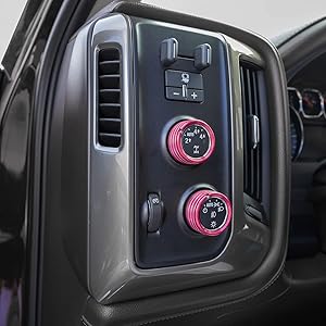 Aluminum Alloy HVAC Control Knob & Switch Covers Kit for Chevy Silverado/GMC Sierra 2014-2018 (7Pcs Pink) - Radio Button Trim, AC/Light Control Panel Covers, Metal Dashboard Upgrade Accessories Aluminum Alloy HVAC Control Knob & Switch Covers Kit for Chevy Silverado/GMC Sierra 2014-2018 (7Pcs Pink) - Radio Button Trim, AC/Light Control Panel Covers, Metal Dashboard Upgrade Accessories
