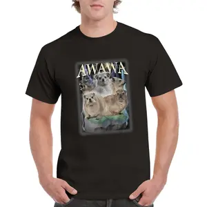 Funny Awawa Hyrax Oddly Specific Meme Animal For Family Tee T-Shirt, Fashion Casual Short Sleeve T-Shirt for Daily Holiday Vacation Outdoor Wear