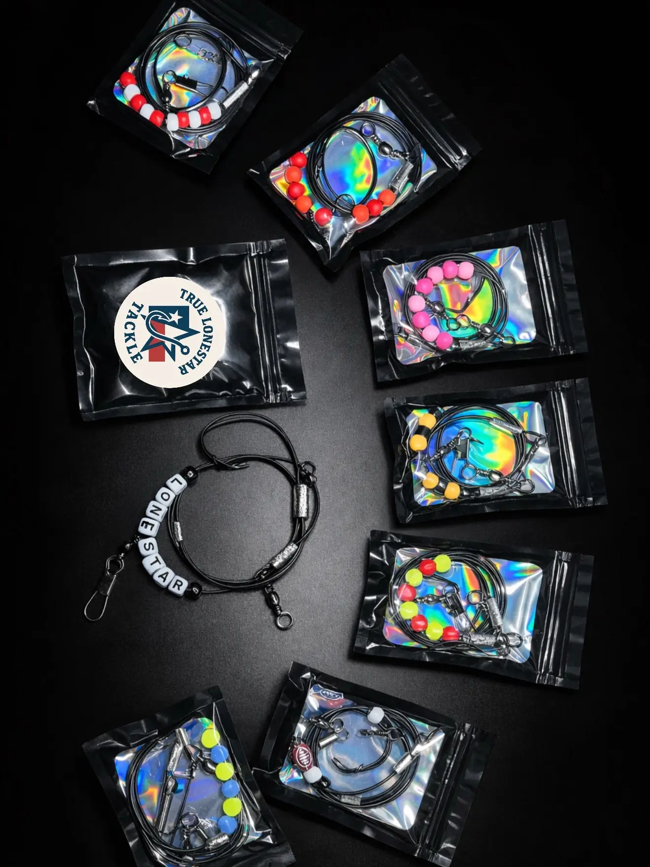 Big Fish Leaders Custom Leaders with Multi Color Beads & Letter Beads Available in Different Hook Sizes Mono or Wire Line Durable Fishing Tackle