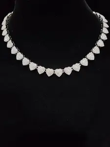 Heart Necklace, Street Rhinestone Decor Matching Necklace for Galentinesparty for Boyfriend & Girlfriend, Exquisite Trendy Jewelry for Party, Daily Wear