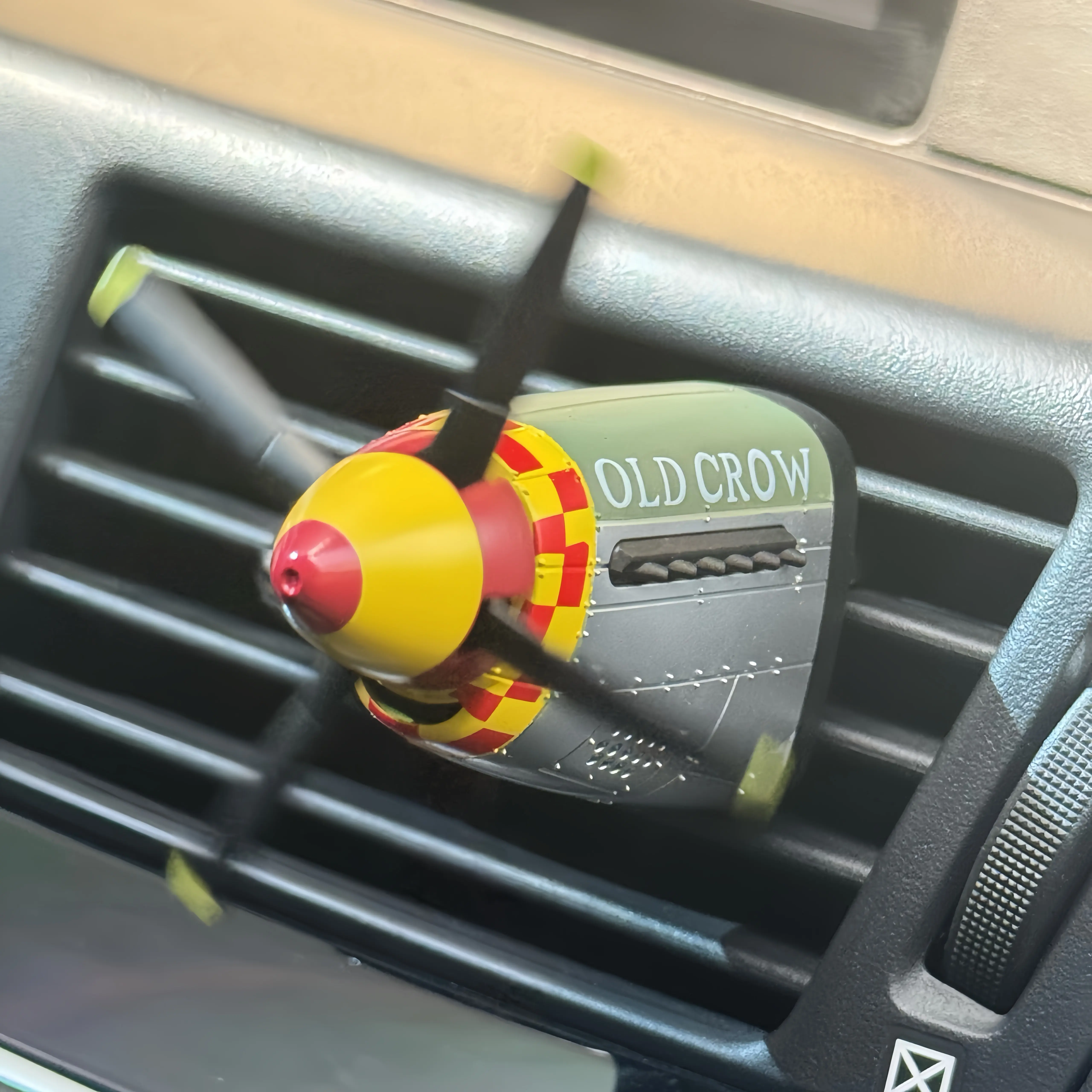 P-51 "OLD CROW" Car Air Freshener with Spinning Propeller, Vent Clip, Cool Car Accessories for Men, Unique Aviation Gifts for Pilots, Veterans & WWII History Buffs, Cars Accessories, Car Stuff