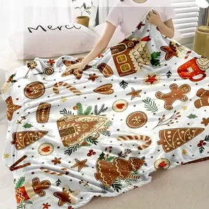 Vintage Style Ultra-Soft Digital Print Blanket with Christmas Bear Design, Comfortable & Washable, Ideal Gift for Friends & Family