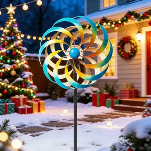 Solar Windmill Light Eco-Friendly Outdoor Garden Décor with LED Lighting Waterproof for Courtyard & Garden Use Perfect for Christmas Decorations