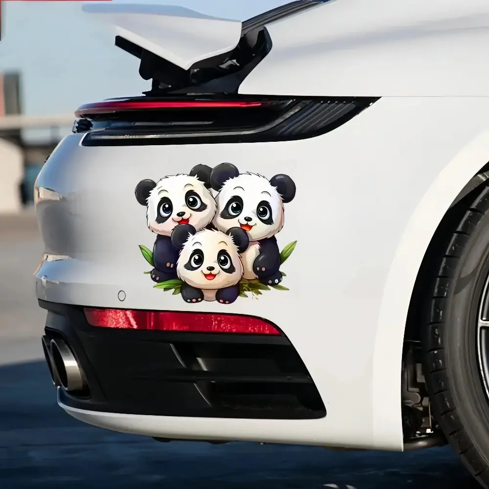Covering scratch car stickers, creative happy panda family three-in-one stickers, furniture stickers, toy stickers, window stickers, notebook stickers, scratch-resistant stickers, covering scratch motorcycle stickers, Car Decorative Sticker